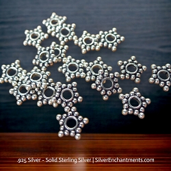 8mm Sterling Silver Star Jewelry Spacers with 2.2mm Hole