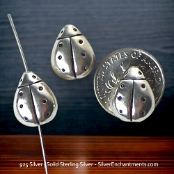3D Sterling Silver Ladybug Beads