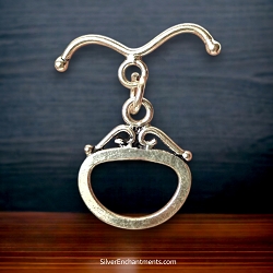 Sterling Silver Fancy Oval Toggle Clasps with Curved Bar