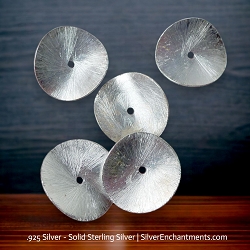 20mm Large Sterling Silver Bent Disc Potato Chip Spacer Beads