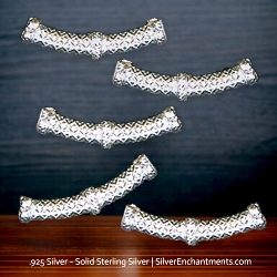 20mm Sterling Silver Fancy Noodle Tube Beads with Rim and Center Ring