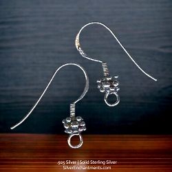 Sterling Silver Ear Wires with Bali Granulated Bead Accent