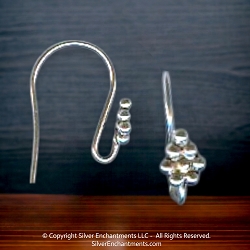 Sterling Silver Ear Wires with Fancy Dotted Cluster Top