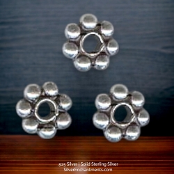 9mm Sterling Silver Daisy Spacer Beads