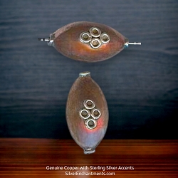 22mm Copper and Silver Fancy Capsule Beads