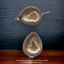 Two Tone Copper and Sterling Silver Fancy Teardrop Beads