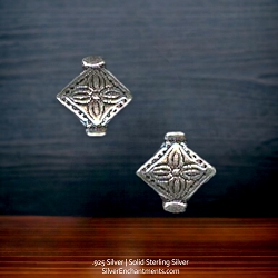 10mm Sterling Silver Diamond Flower Beads