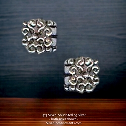 Sterling Silver Fancy Square Beads with Ornate Pattern