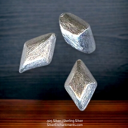 14x10mm Brushed Sterling Silver Puff Diamond Beads