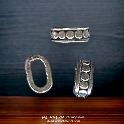 8x5mm Sterling Silver Oval Ring Beads with Dotted Center