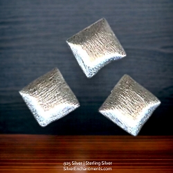 8mm Brushed Sterling Silver Puffed Square Beads