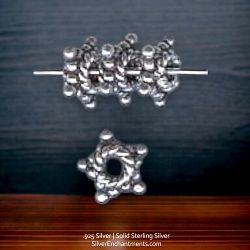 7mm Sterling Silver Star with Coil Jewelry Spacer Beads