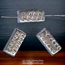 16x8mm Hammered Sterling Silver Rectangle Beads