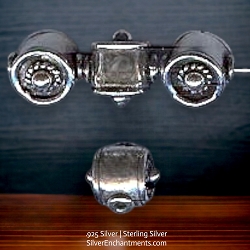 6x8mm Sterling Silver Evil Eye Beads
