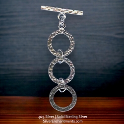 Sterling Silver Hammered 3-Ring Expandable Toggle Clasps