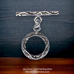 Sterling Silver Leaf and Vine Toggle Clasps