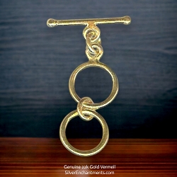 22k Gold Vermeil 2-Ring Expandable Toggle Clasps