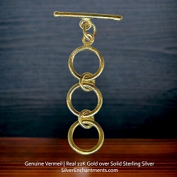 22k Gold Vermeil 3-Ring Expansion Toggle Clasps