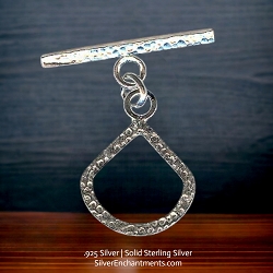 Hammered Sterling Silver Teardrop Fan Toggle Clasps