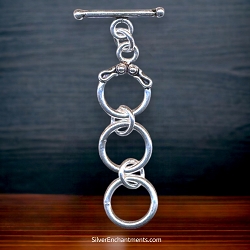 Sterling Silver 3-Ring Toggle Clasp Adjustable Length Jewelry Clasps