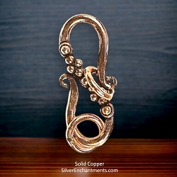 27mm Solid Copper Fancy S-Hook Jewelry Clasp with Rings