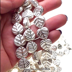 15mm Silver Leaf Beads
