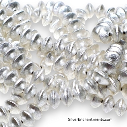 12mm Brushed Silver Saturn Rondelle Beads by the Strand
