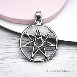 Silver 7-Pointed Elven Star Septagram Necklace