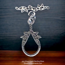 Fancy Sterling Silver Tear-shaped Toggle Clasps