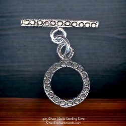 14mm Sterling Silver Round Toggle Clasp with Circles