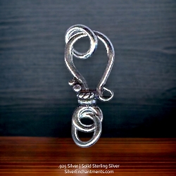 Decorative Sterling Silver J Hook Jewelry Clasp with Rings