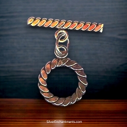 Solid Copper Flattened Twist Round Toggle Clasps