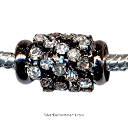 16mm Crystal Large Hole Barrel Bead with Jet Finish