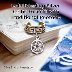 Sterling Silver Celtic Pentacle Ear Cuff Pentagram EarCuff