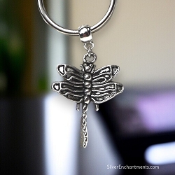 Silver Dragonfly Key Ring