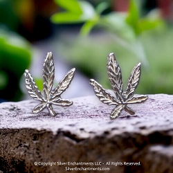 Sterling Silver Marijuana Post Earrings