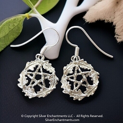 Sterling Silver Woodland Pentacle Earrings