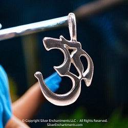 Sterling Silver Bailed Om Symbol Pendant