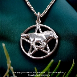 Sterling Silver Horse Pentacle Pendant