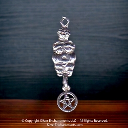 Sterling Silver Venus of Willendorf Pentagram Pendant