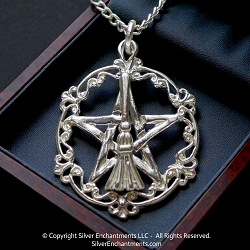 Sterling Silver Victorian Besom Pentacle Pendant