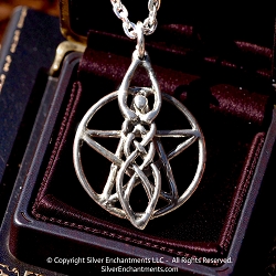 Sterling Silver Celtic Goddess Pentacle Pendant