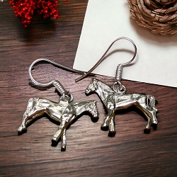 Sterling Silver 3D Double Sided Horse Earrings