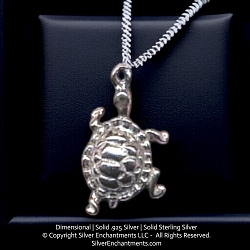 Dimensional Sterling Silver Turtle Charm