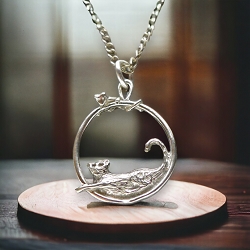 Sterling Silver Cat and Mouse Charm