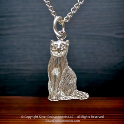 Sterling Silver Sitting Cat Pendant