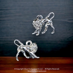 3D Sterling Silver Lion Charm