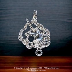 Sterling Silver Fancy Unicorn Pendant Dangler