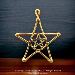 22k Gold Plated Pentacle in Pentagram Pendant