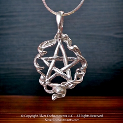 Sterling Silver Pentagram with Ribbon Surround